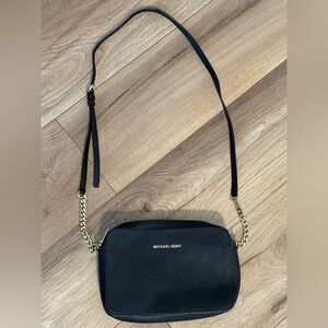 Michael Kors Black Crossbody with Gold Chain Accent